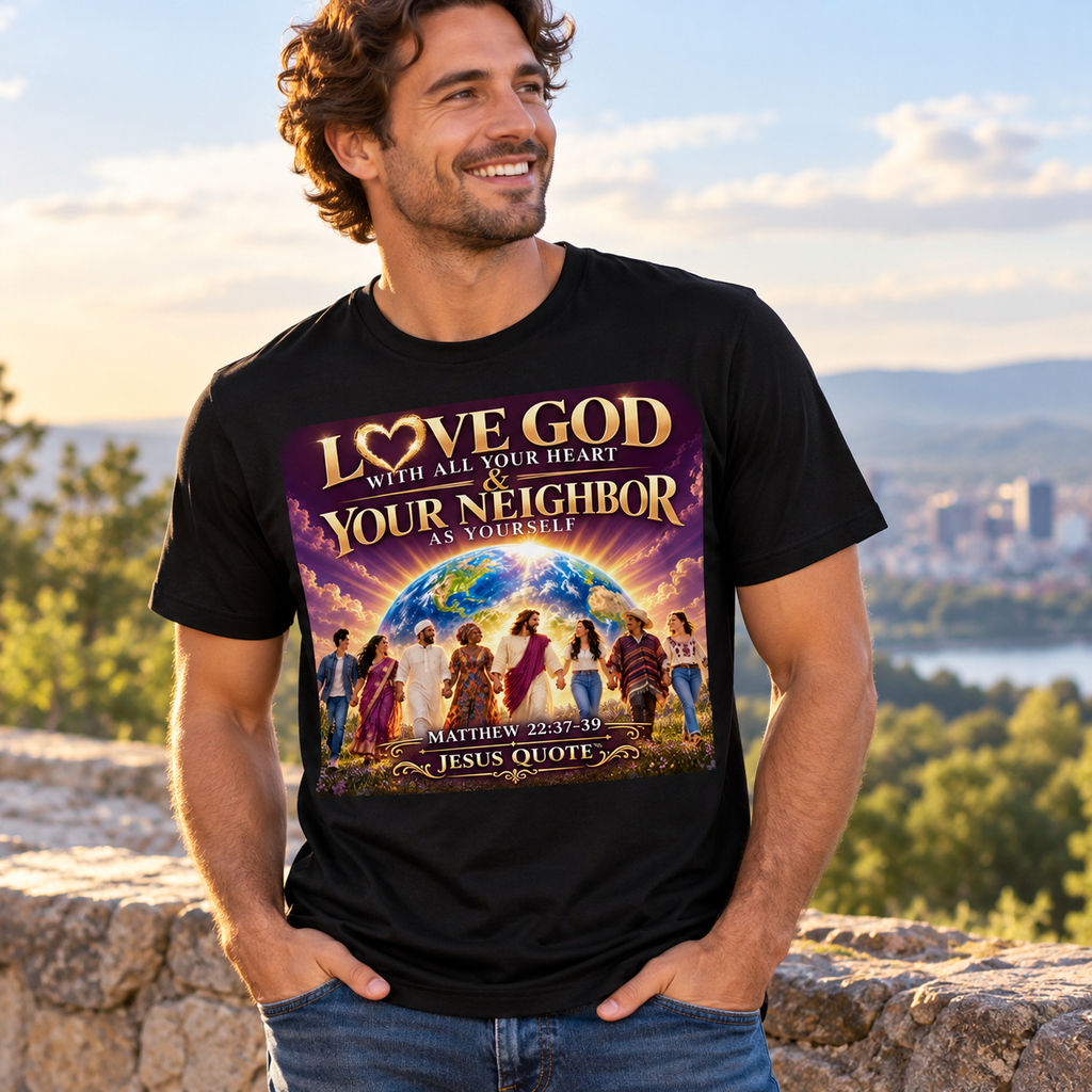 "Love God, Love Your Neighbor"– Matthew 22:37–39 Jesus Quote T-Shirt