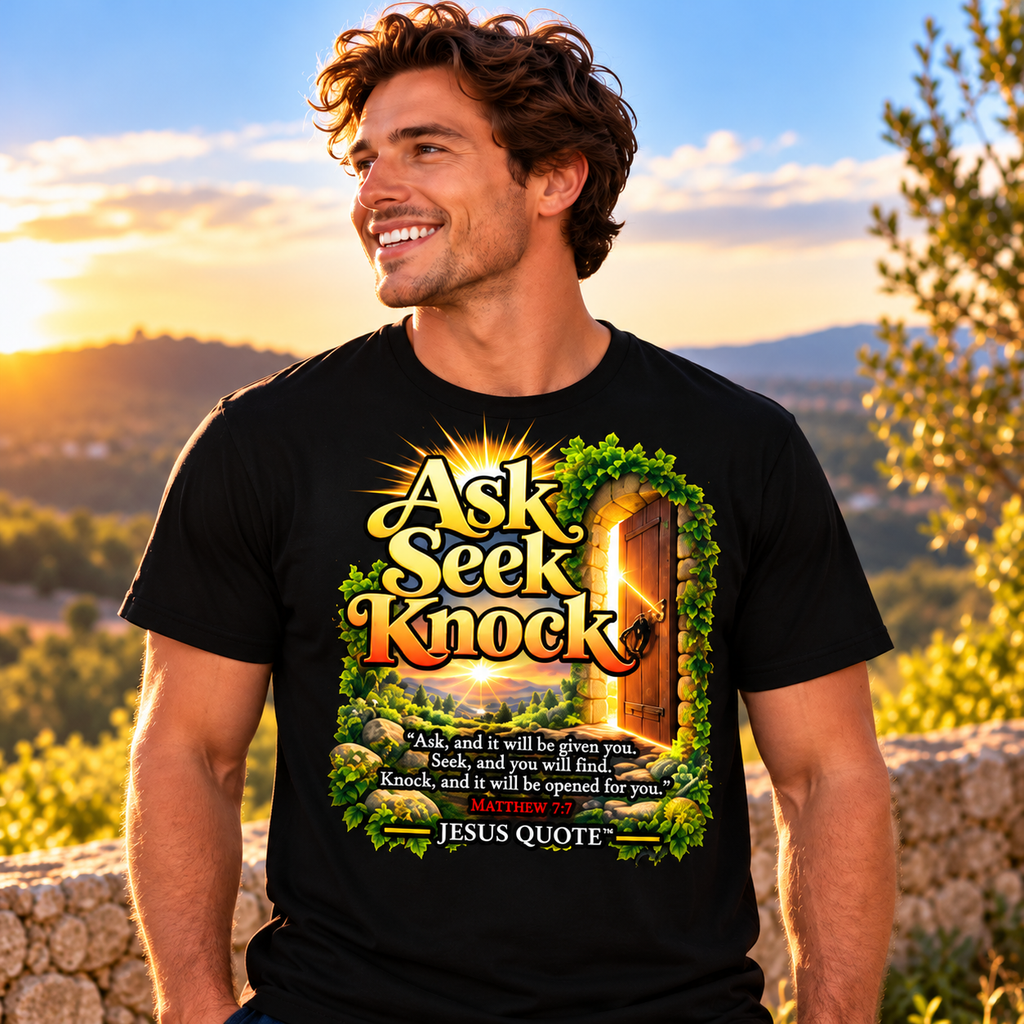 "Ask Seek Knock" Jesus Quote T-Shirt